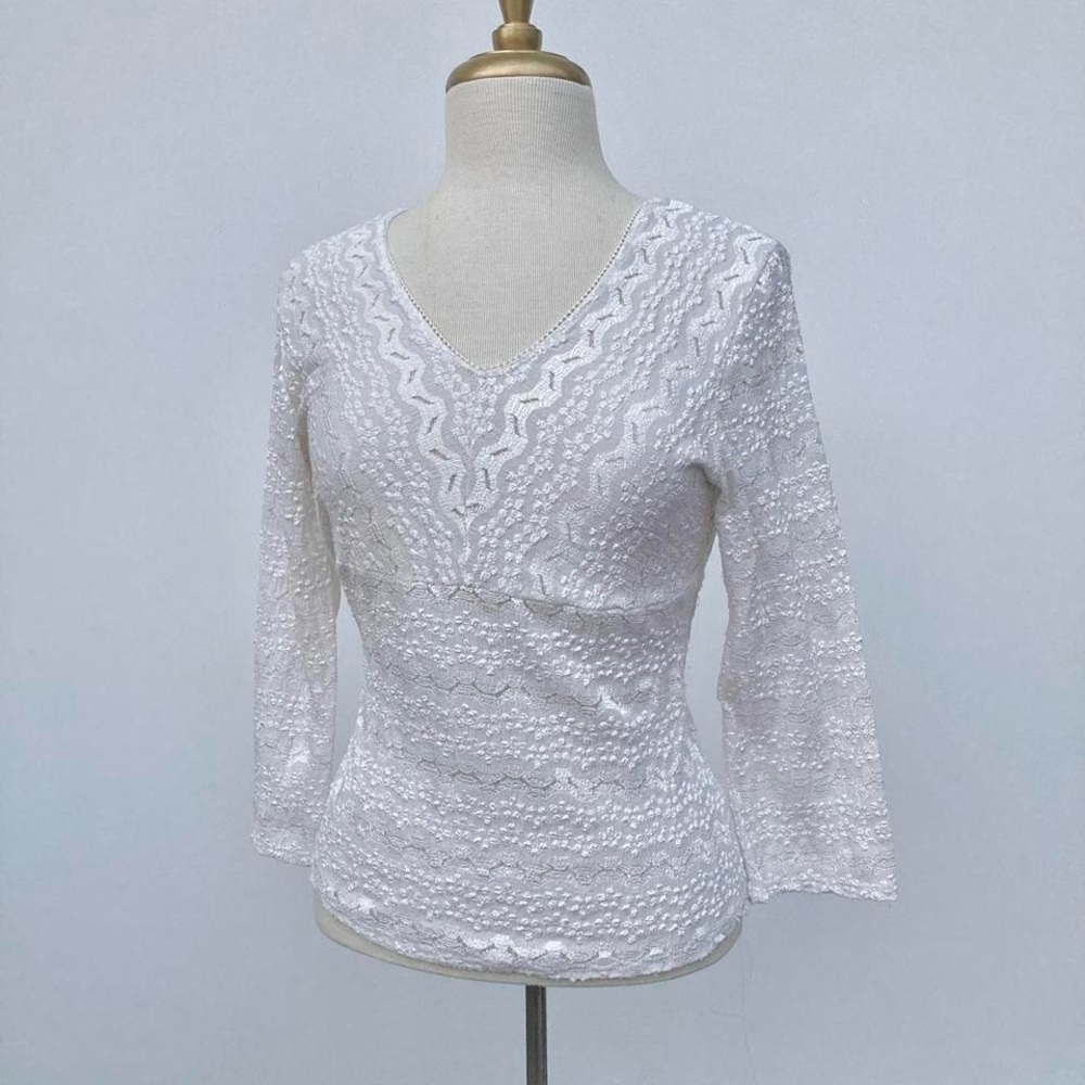 Vintage 90s Elementz mesh floral lace shirt
